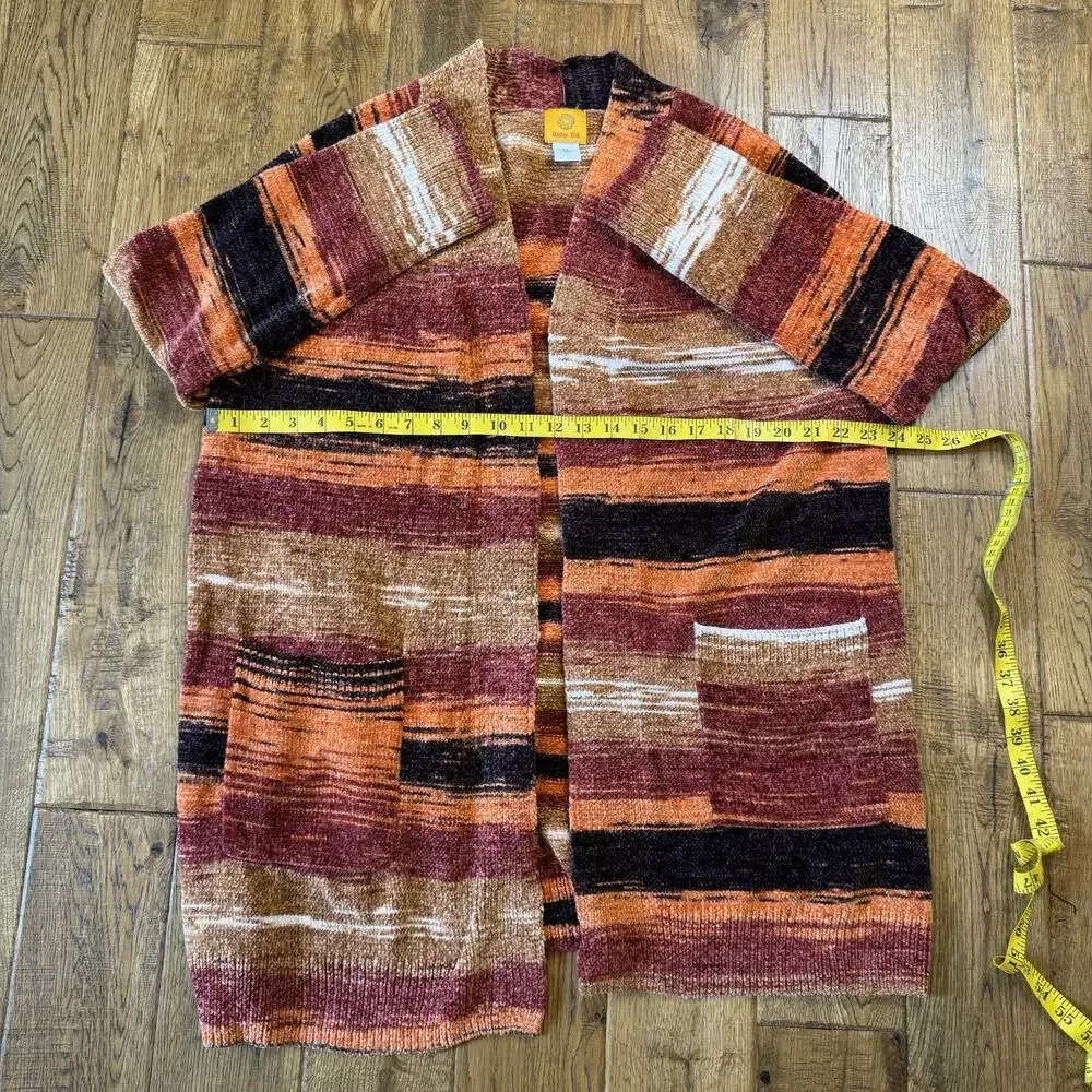 Ruby Rd. Open Front Cardigan Sweater Womens XL Multi Striped Boho Aztec Western - Picture 5 of 5